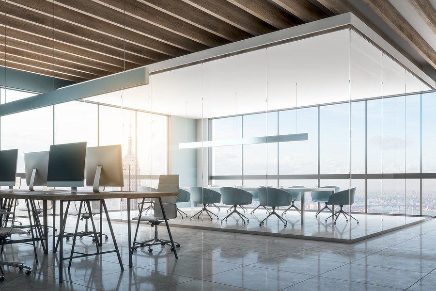 Modern office ceiling | Featured image for Grid Ceiling Tiles Product Category Page of BetaBoard.